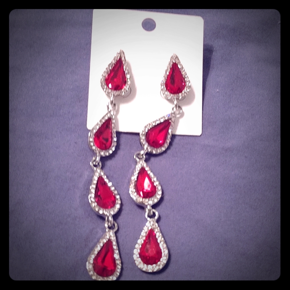 Crystalized swarvski element red teardrop earrings